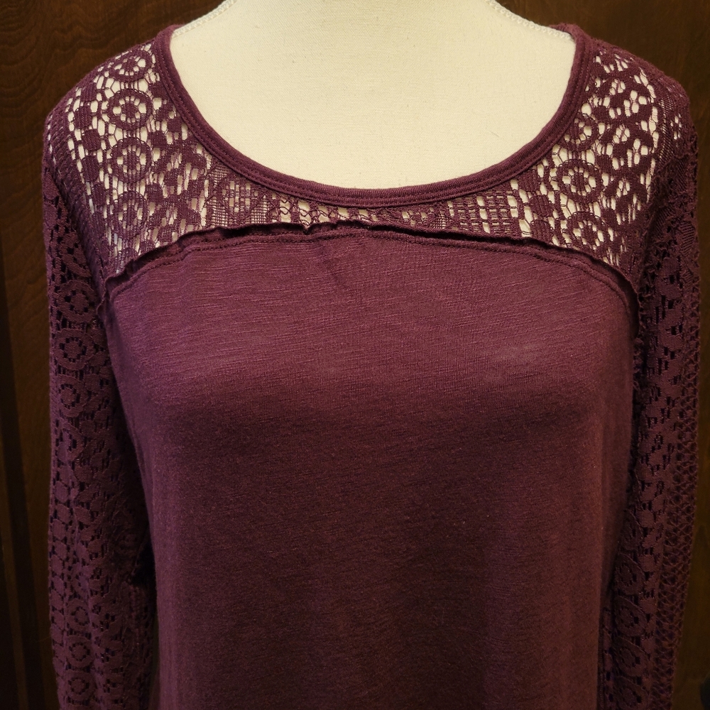Maurices Purple Lace Long Sleeve Top NWT - Picture 2 of 10